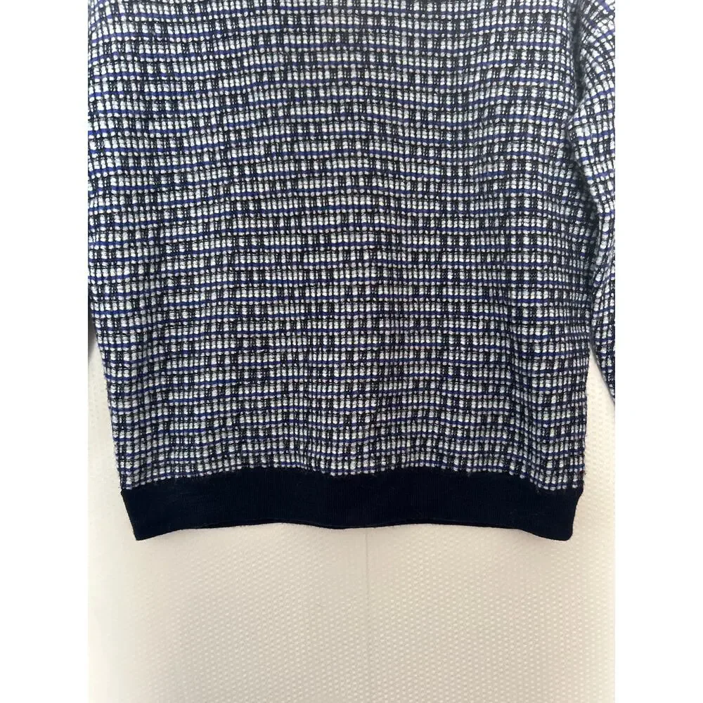 J.Crew Women’s Wool Blend Knit Sweater Navy Cream Size Small Crewneck‎ Pullover